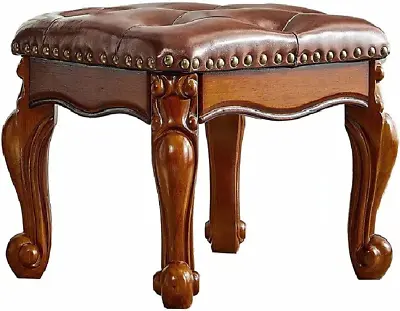 Small Foot Stool Square Leather Ottoman Foot Rest Cushion For Living Brown • $121.30