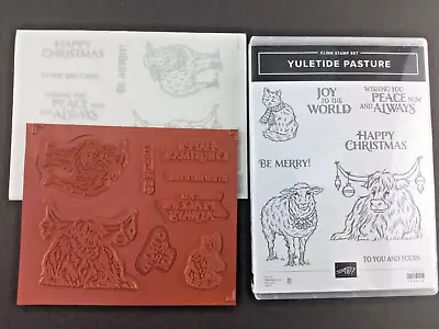 Stampin Up Yuletide Pasture Stamp Set Christmas Yack Cow Kitten Cat Farm • $35