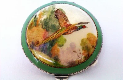 £4.20 • Buy Extremely Rare Solid Silver Enamel Guilloche Compact Case Hardy Bros 1938