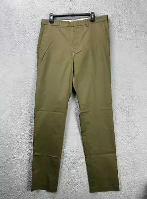 J.Crew Pants Mens 34X36 Ludlow Olive Khakis Chino 3XDry Slim Flat Front NEW A2 • $42.75