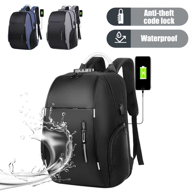 $25.99 • Buy Men Backpack Laptop Bag USB Charging Waterproof Shoulder Travel School Rucksack