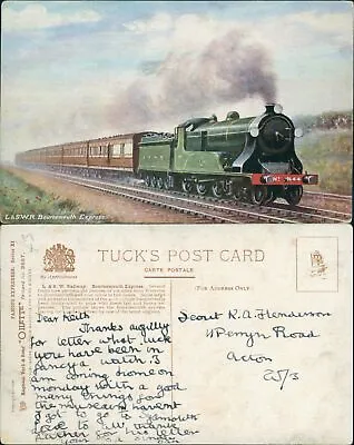 L&SW Railways Bournemouth Express Tucks Oilette 9687 Famous Expresses • £5.10