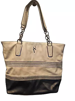 Simply Vera Wang Catherine Tote Shoulder Bag Grey & Navy Blue 13 X15 X5  • $24.77