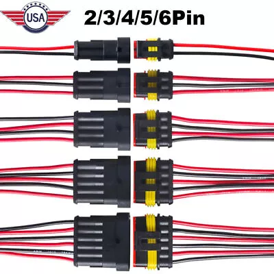 2/3/4/5/6-Pin Way Car Waterproof Male Female 18AWG Wire Cable Connector Plug Kit • $9.09