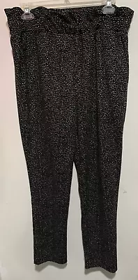 Jules & Leopold Black Pants Tiny White Dots Ruffled Waist Women's SP • $4.99