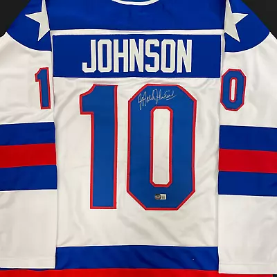 Mark Johnson Autographed USA White Sewn Replica Jersey Miracle On Ice Beckett • $149.99