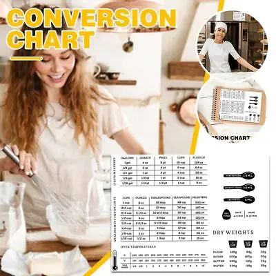 Kitchen Conversion Chart Cooking Times British Metric Weight SiE3 Stickers Y9P5 • £1.75