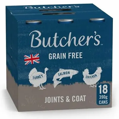 Butcher's Dog Food Can Joints & Coat Salmon Turkey Chicken Grain Free 18x390g • £27.10