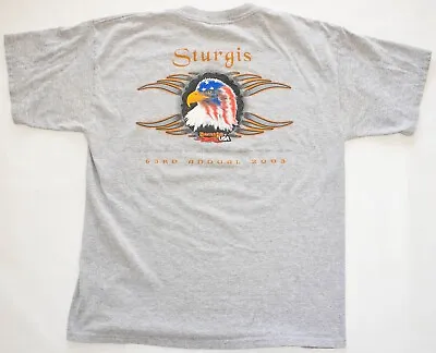 Vintage 2003 63rd Annual Sturgis Black Hills Motorcycle Rally Gray Shirt Men's L • $19.99