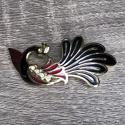 $11.88 • Buy Vintage Cloisonne Peacock Brooch Pin