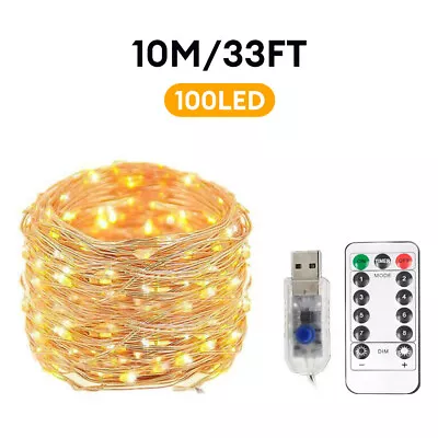 USB Plug In 100 LED DIY Micro Copper Wire String Lights Party Static Fairy Light • $9.99