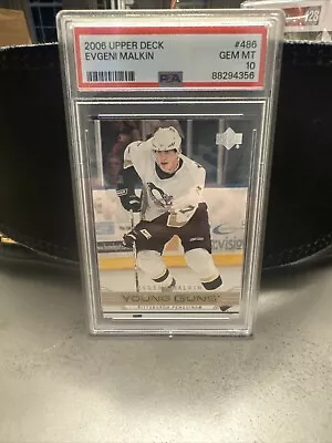 2006-07 Upper Deck Young Guns Evgeni Malkin Rookie Card #486 PSA Grade GEM MT 10 • $123.50