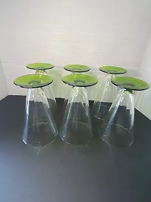 Green Depression Glass Footed Parfait Tumblers 6” X 3.5” Ice Cream Vintage • $29.99