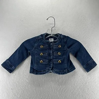 Baby Gap Jacket Girls Sz 18-24 Months Denim Military Snap Front Long Sleeve Blue • $12.99