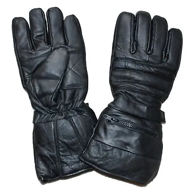 REAL LEATHER WINTER DRIVING BIKER INSULATE LINED GLOVES W/ RAIN COVERS - UK1F • $23