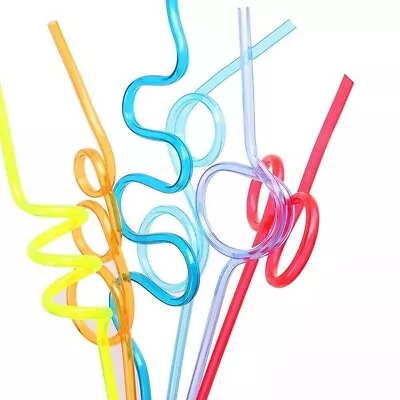 5x Silly Straws Colourful Neon Bright Reusable Kids Party Drink Cocktail • £3.09