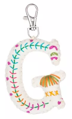 Ganz Wool Felt Embroidered Key Fob Key Chain Initial Monogram Letter  G  • $9.95