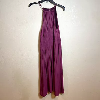 Anthro Moulinette Soeurs A-line Halter Dress 6 Purple Sleeveless Smocked NEW • $33.81