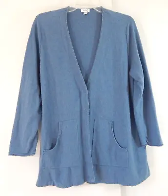 J JILL PURE JILL Cardigan Sweater Pockets Cotton Cashmere Blue Petite XLP • $19.99