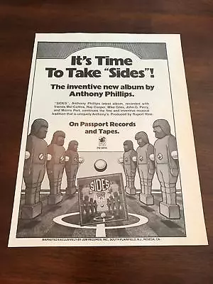 1979 VINTAGE 8X10 PROMO PRINT Ad FOR ANTHONY PHILLIPS  SIDES  FOOSBALL TABLE ART • $9.95