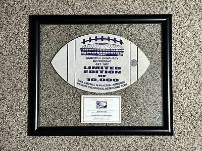 Framed Minnesota Vikings Game Used Metrodome Roof Football Shape Authentic Piece • $45