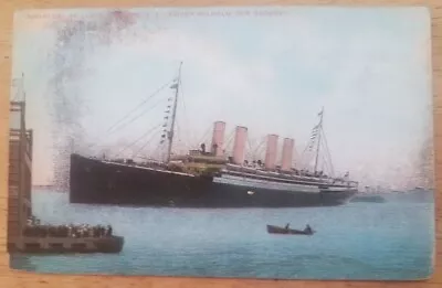 KAISER WILHELM DER GROSSE (North German Lloyd) Port Bow View Near Land - 1912 • $30