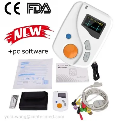 FDA CE 12 Channel Dynamic Holter TCL6000 24 Hours Recorder Analyzer PC Software • £445