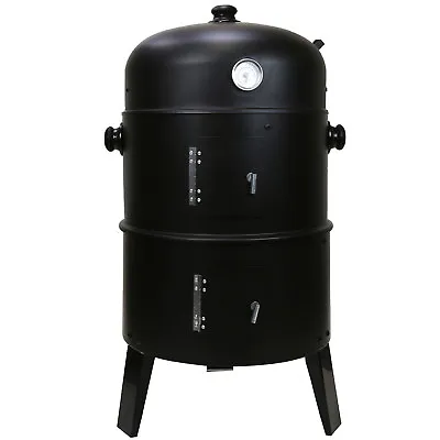 £40.99 • Buy 3 In 1 Black BBQ Charcoal Grill Barbecue Smoker Garden Outdoor Cooking Steel Pot