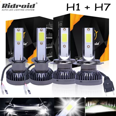 H1 H7 Combo LED Headlight High-Low Beam Bulbs Kit Super Bright Cool White 6000K • $15.99