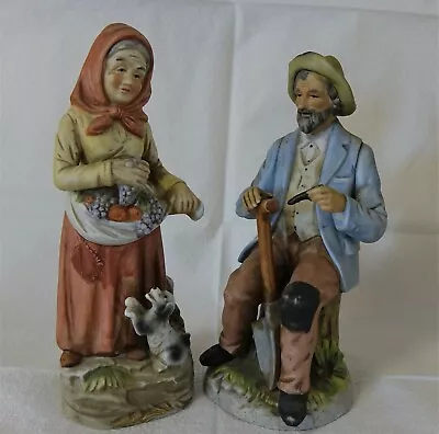 Vintage Homco Old Elderly Man & Woman Couple Farmer Figurines Shovel & Dog  • $27