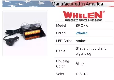 Whelen Spitfire Ion Super-LED DASH LIGHT SFIONA 01-066D156-10C New In Package • $125