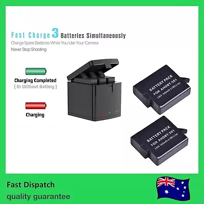 2x2000mAh AHDBT-501 Rechargeable Battery & Triple Charger For GoPro Hero 8/7/6/5 • $53.98