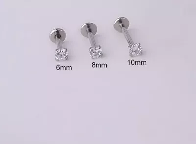 18g Tiny Dainty Diamond 2/3/4mm Internally Threaded Labret Cartilage Studs • $4.42