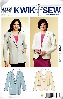 KWIK SEW 3237 MISSES UNLINED JACKETS KNIT FABRICS SEWING PATTERN Sz XS-XL *NEW* • $12