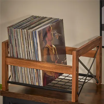 Vinyl Record Holder Album Storage Display Stand Wood Rack Organizer Fits 7” -12” • $39.98