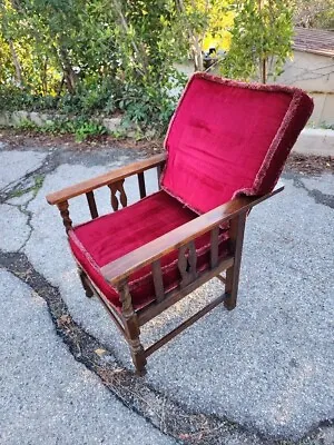 Antique Mission Oak Arts & Crafts Morris Reclining Wood Chair Armchair • $850