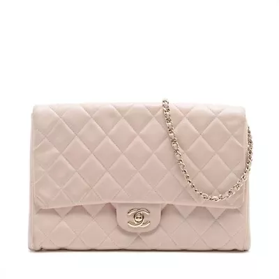 Chanel Matelasse Lambskin ChainShoulder Bag Pink Gold Metal No. 15 • $2099.08