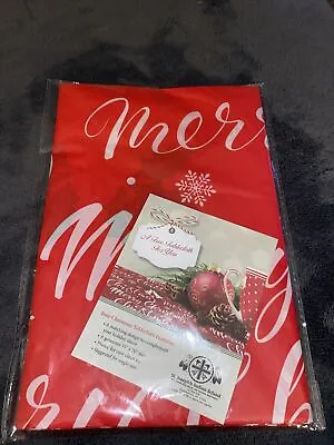 Merry Christmas Red Vinyl Single Use Tablecloth 55”x70” Holiday Decor • $5.55
