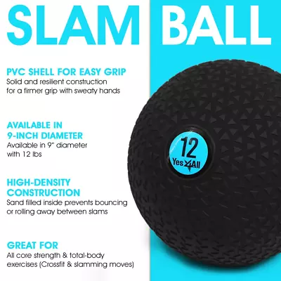 12Lbs Slam Medicine Ball Triangle Black CrossFit Sport Training Equipment • $40.75