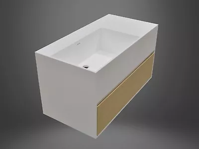 Wall Hung Solid Surface Stone Vanity With Bamboo Drawer 600 & 750 900 Sizes • $1095