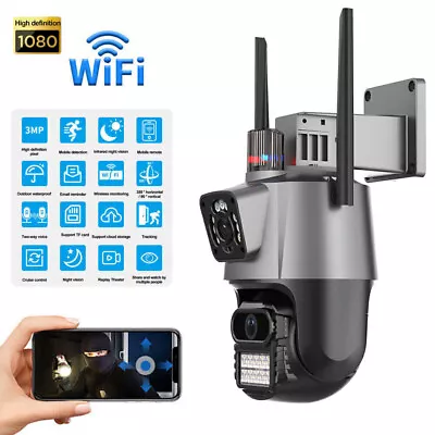 8MP Dual Lens IP Camera Wireless WIFI Outdoor CCTV PTZ Home Security IR Camera • £37.04