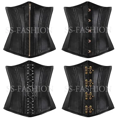 Heavy Duty Waist Trainer All Fastenings Steel Boned Waist Trainer Leather Corset • £29.99