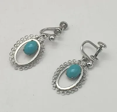 Vintage Vandell Sterling Silver And Turquoise Earrings • $19.99