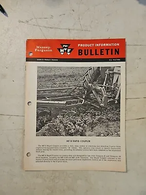 Vintage 1966 MASSEY FERGUSON MF 8 Rapid Coupler Product Information Bulletin  • $8.96