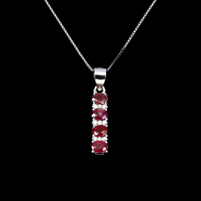 Heated Oval Ruby 4x3mm Cz Gemstone 925 Sterling Silver Jewelry Necklace 18 Inch • $0.99