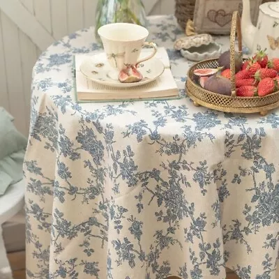 Retro Flower Print Tablecloths Cotton Linen Coffee Table Cloth Background Fabric • $23.88