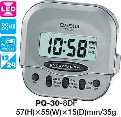 $35 • Buy Casio Clock Pq-30-8df Pq30 Alarm Led Light 12-month Warranty
