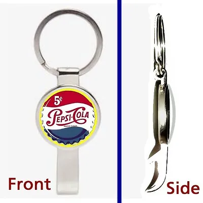 Vintage Pepsi Cola Cap Pennant Or Keychain Silver Tone Secret Bottle Opener • $23.92