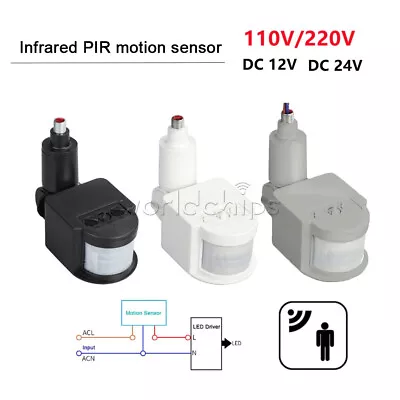12V/24V Motion Sensor 220V/110V PIR Move Detector Auto Infrared LED Light Switch • $6.43