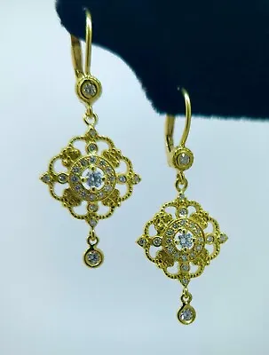 Penny Preville 18k Yellow Gold Diamond Flower Earrings *$4075 RTL* • $1890
